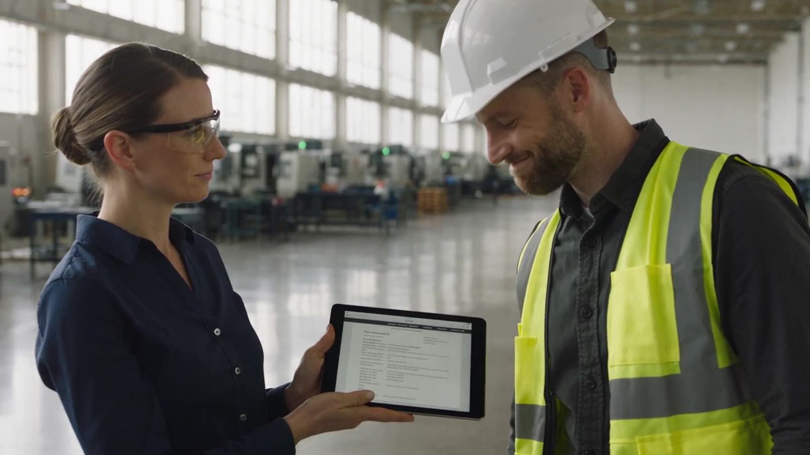 Specialist showing a report on a tablet