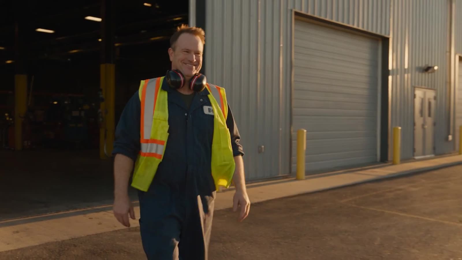 Worker at the end of a shift
