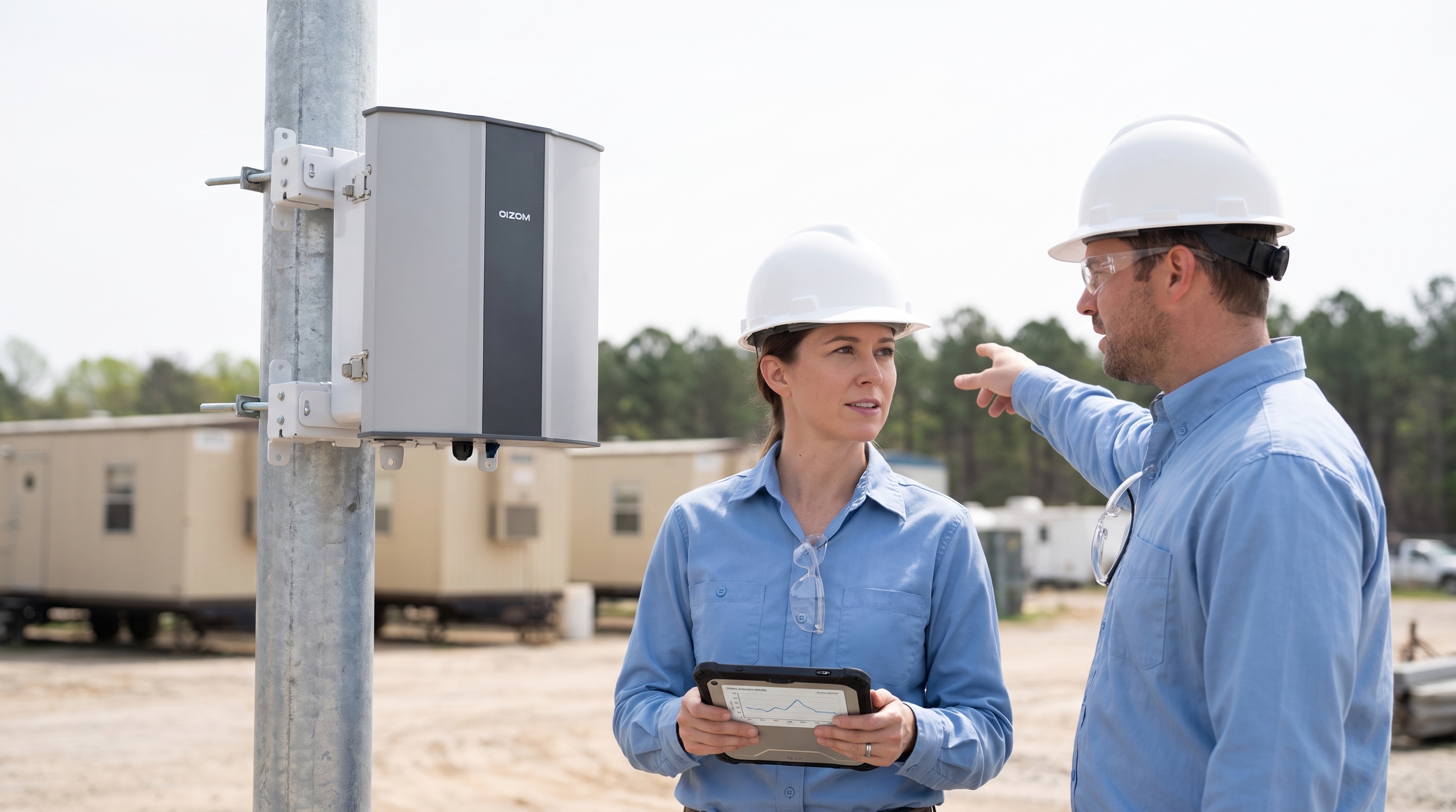 Two Inteccon consultants reviewing data on a job site