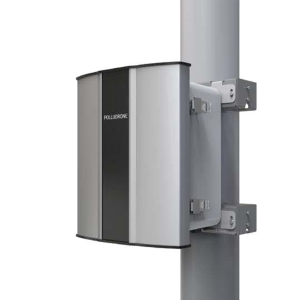 Oizom Polludrone air quality monitor mounted on a pole